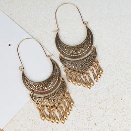Ethnic Gold Geometry Indian Jewellery Vintage Dangle Earrings For Women Retro Tassel Tibetan Earrings Jhumka Earring