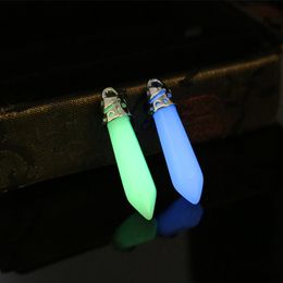 Luminous Stone Necklace Hexagonal Column Pendant charms Necklace Men Women Bullet Choker Glow in Dark Jewellery Gift