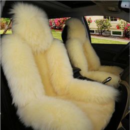 Car Seat Covers 2022 High Quality 100% Australian Wool Cover Winter Warm Natural Cushion 1 PC White Front250C