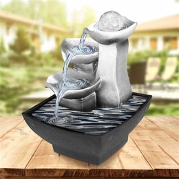 Rockery Indoor Fountain Waterfall Feng Shui Desktop Water Sound Metre Crafts Home Decoration Accessories Gifts 201210