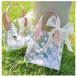 Gift Wrap PVC Transparent Bag Clear Wedding Souvenir Bags Cute Elegant Return Packaging With Handle Chic Flower PaGift