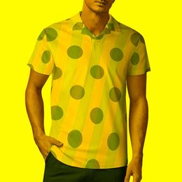 Men's Polos Dots And Stripes Shirts Male Modern Art Casual Shirt Day Fashion Turn Down Collar TShirt Short Sleeve Oversized -ShirtsMen's Pol