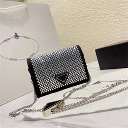 Purse Triangular chain inlaid water drill full drill small square bag letter envelope sling single shoulder diagonal cross Bag Mini cute change bag