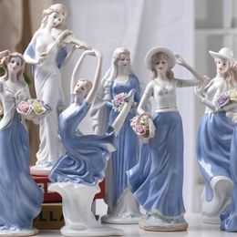 High Grade Statue Ceramic Goddess Girls Lady Figurines Home Decor Crafts Room Wedding Handicraft Ornament Porcelain Y200106