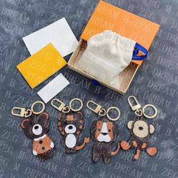 leather ornaments UK - Designer Keychain Party Favor Lion Tiger Monkey Bear Ornament Keychains Handmade Leather Keyring Bag Pendant Accessories With Dust Bag Gift Box Package