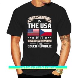 May Live in USA Story Began in Czech Republic Flag tshirt for adult and girl Standard mens tshirts Short Sleeved branded 220702