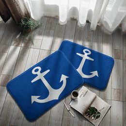 Carpets Blue Geometric Doormat 40 60cm Marine Life Decorative Indoor Carpet Living Room Soft Rug Bathroom Anti-Slip Absorbent Floor MatCarpe