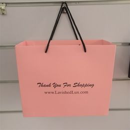 500PCSlot Custom Fashion Thank You Paper Bag Retail Shopping Bags With For Clothing Store 220704