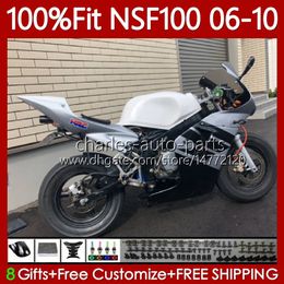 Fibreglass Race Fairings For HONDA NSF100 NSF-100 NSF 100 06 07 08 09 10 Bodywork 116No.63 NS-F100 White black 2006 2007 2008 2009 2010 Glass Fibre Injection Mould Body