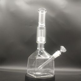 14 Inches Hookah Bong Glass Dab Rig Clear Pure Cube Base Water Bongs Smoke Pipes 14mm Female Joint