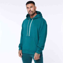 Spring Autumn Cotton Loose Pullover Men's Hoodie Solid Colour Streetwear Outdoor Casual Wear Jogger Gym Fitness Sportswear