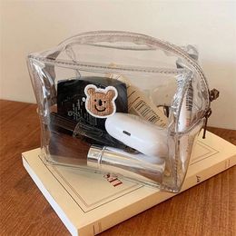 Cosmetic Bags & Cases INS Colour Bear Transparent PVC High Capacity Pencil Bag Kawaii Storage Purse Card Package Learning Tool