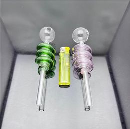 Smoking Pipe Travel Tobacco hookh bowls New color double-layer spiral glass direct cooker