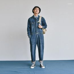 Men's Jeans 2022 Japanese Retro Denim Jumpsuit Hair Stylist Fashion Loose Casual Student Trend1