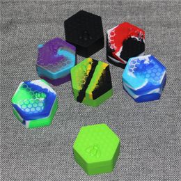26ml Silicon Box Storage Silicone Dab Containers Hexagon Nonstick Honeybee container food grade jars holder Tool DHL Free