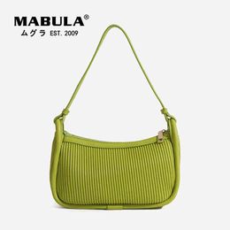HBP Shopping Bag Mabula Pure Green Crimped Forearm Shoulder Purse Simple Stylish Square Hobo Tote Handbag Portable Phone 220723