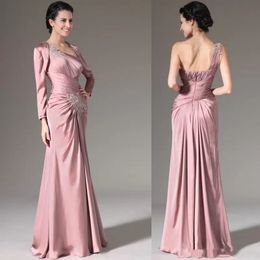 Elegante, uma linha, mãe da noiva, vestidos de um ombro com apliques de jaqueta longa vestido de mães