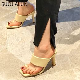 SUOJIALUN Sexy Women Slipper Summer High Quality High Quality Elegant Dress Shoes Slides Ladies Outdoor Sandal Shoes Y200624