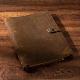 handmade Traveler's Note Book notebook brown Genuine Leather Cowhide leather diary vintage loose leaf planner Sketchbook 220401