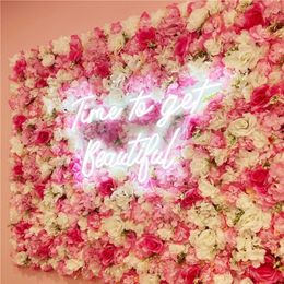 Pink Silk Rose Flower Wall Artificial Flower for Wedding Decoration Flower Wall BabyShow Wedding Christmas Home Backdrop Decor 220815