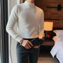 Men's Sweaters Autumn Winter Slim Fit Long Sleeve Pullovers Sweater Men Clothing Solid Casual Pull Homme Streetwear Turtleneck 3XLMen's