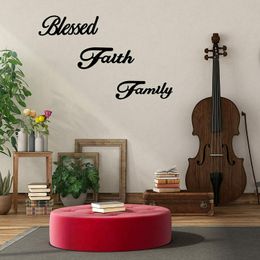 3 Pieces Family Faith Blessed Black Metal Sign Blessed Family Faith Word Sign