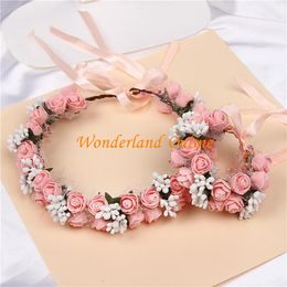 Decorative Flowers & Wreaths 6Colors Women Beach Headband Floral Hair Lady Girls Bride Boho Flower Head Wreath Garlands Bohemia FlowerDecora