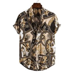 Men's shirts Hawaiian Shirts Men Single Button Wild Printed Short Sleeve Male Blouses 220330