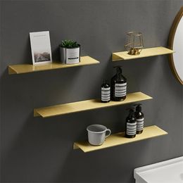 Brushed Gold Black White Aluminium Bathroom Shampoo Cosmetics Shelves Kitchen Wall Mounted Toilet Shower Storage Rack Accessories 220527