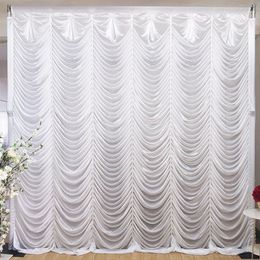 3m H x 3m W Ice Silk Backdrop Wave Valance Swag Wedding Decoration