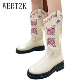 Boots Women Combat New Platform Punk Style Woman Casual Shoes Fashion Butterfly Embroidery Stivali Western Gladiator 220709
