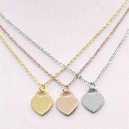 Fashion 2020 Brand Stainless Steel Rose Gold Plated Small Square Love Heart Pendant Necklace Women pendant Party Gift269C
