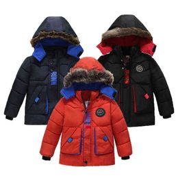 2022 Autumn Winter Boys Jacket Thicker Warm Keep Splicing Hooded Down Outerwear For 2-6 Year Old Children Cold Protection Clothes J220718