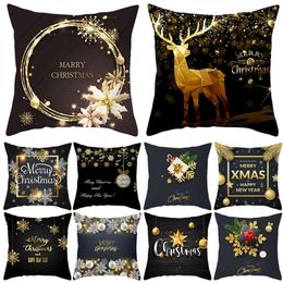 45x45cm Christmas Cushion Cover Merry Decorations for Home Natal Noel Decor Santa Claus Pillowcase Xmas Gift Y201020