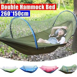 2 Person Portable Outdoor Mosquito Net 260x150cm Parachute Hammock Camping Hanging Sleeping Bed Swing Double Chair Y200327