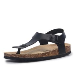 Newest Fashion Cork Sandals 2022 New Men Summer Buckle Strap Solid Beach Slipper Flip Flops Sandals Shoe Flat Black White Red 45