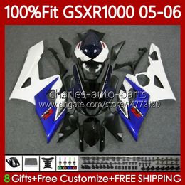 OEM Bodys blue stock Kit For SUZUKI GSX-R1000 GSXR 1000 CC K5 05-06 Bodywork 122No.1 1000CC GSXR-1000 GSXR1000 05 06 GSX R1000 2005 2006 Injection Mould MOTO Fairing