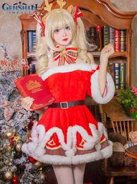 New Cos Barbara Christmas Dress Genshin Impact Clothes Anime Five Star Cosplay Xmas Female Game Costume Suit Roll Playing dress J220720