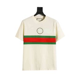 Men's T-Shirts embroidered red and green stripe printed short sleeve T-shirt loose yuan standard Sydney paper lovers