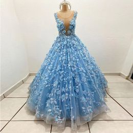 Light Blue Sweet Quinceanera Dresses For Mexico 16 Girl Appliques Princess Ball Gown Graduation Party Prom Dress Vestidos De 15 Años