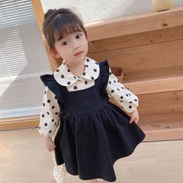 Kids Clothes Girls Dot Blouse Dress Clothing For Girls est Clothes For Girls Casual Style Costumes For Children 210412