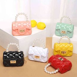 Kids Pearl PVC Portable Mini Candy Color Small Jelly Bag Fashion Casual Small Change Bag