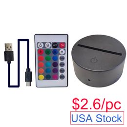 3D Night LED Light Lamp Base Remote Control USB Cable Adjustable 16 Colours Decorative Lights for Birthday Gift Valentine Living Room Bar