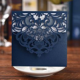 Gift Wrap 10pcs Laser Cut Wedding Invitations Card Cute Elegant Lace Flower Business Greeting Birthday Party Favor Decoration