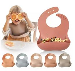 1pc Silicone Bibs For Kids Newborn Baby Feeding Tableware Waterproff Baby Bibs For Toddler Breakfast Feedings FY4953 C0617X02