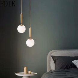 Pendant Lamps Modern Gold/black Metal Lamp Nordic Glass Led Hanging Light Fixture For Home Bedroom Kitchen Bar Vintage Decor LightingPendant