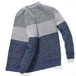 Men's Sweaters Winter V-neck Cardigan Sweater Homme Warm Striped Polyester Men's Coat Casual Fit Grey Knitted For Man Tops MenMen's