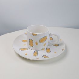 Cups Saucers Creative ins style hand-painted fun mug household ceramic water cup breakfast milk cup afternoon tea coffee cup