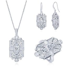 -Boucles d'oreilles Collier femme mode art de la mode Blanc Stone Crystal Ring Jewelry Set Bridal Engagement Mariage Cadeaux