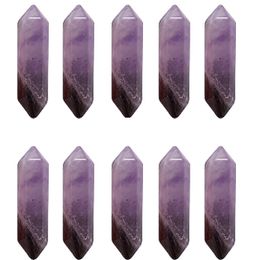 Natural crystal Semi-precious stone hexagon prism Amethyst Red Agate rose Pink quartz charms for necklace earrrings jewelry making